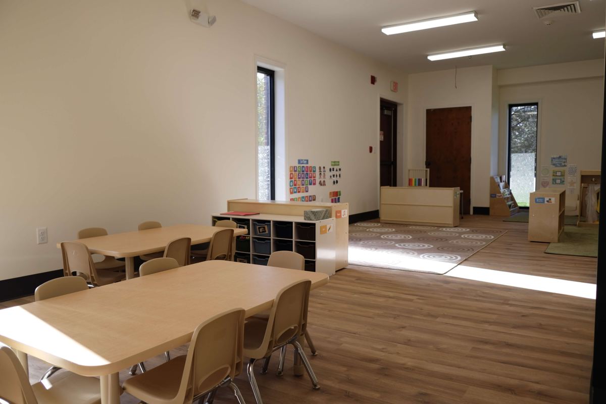 Two-year-olds classroom tables and learning centers at Newark Nature School, Newark, DE