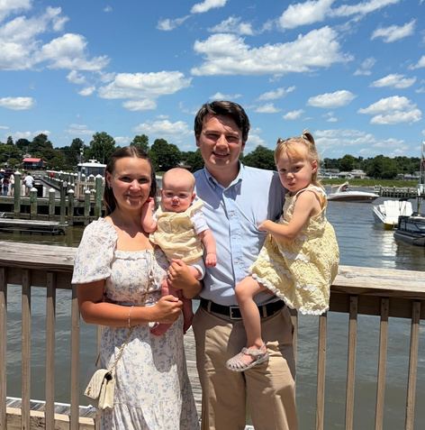 Savanna Graham, owner and director of Newark Nature School, with her family